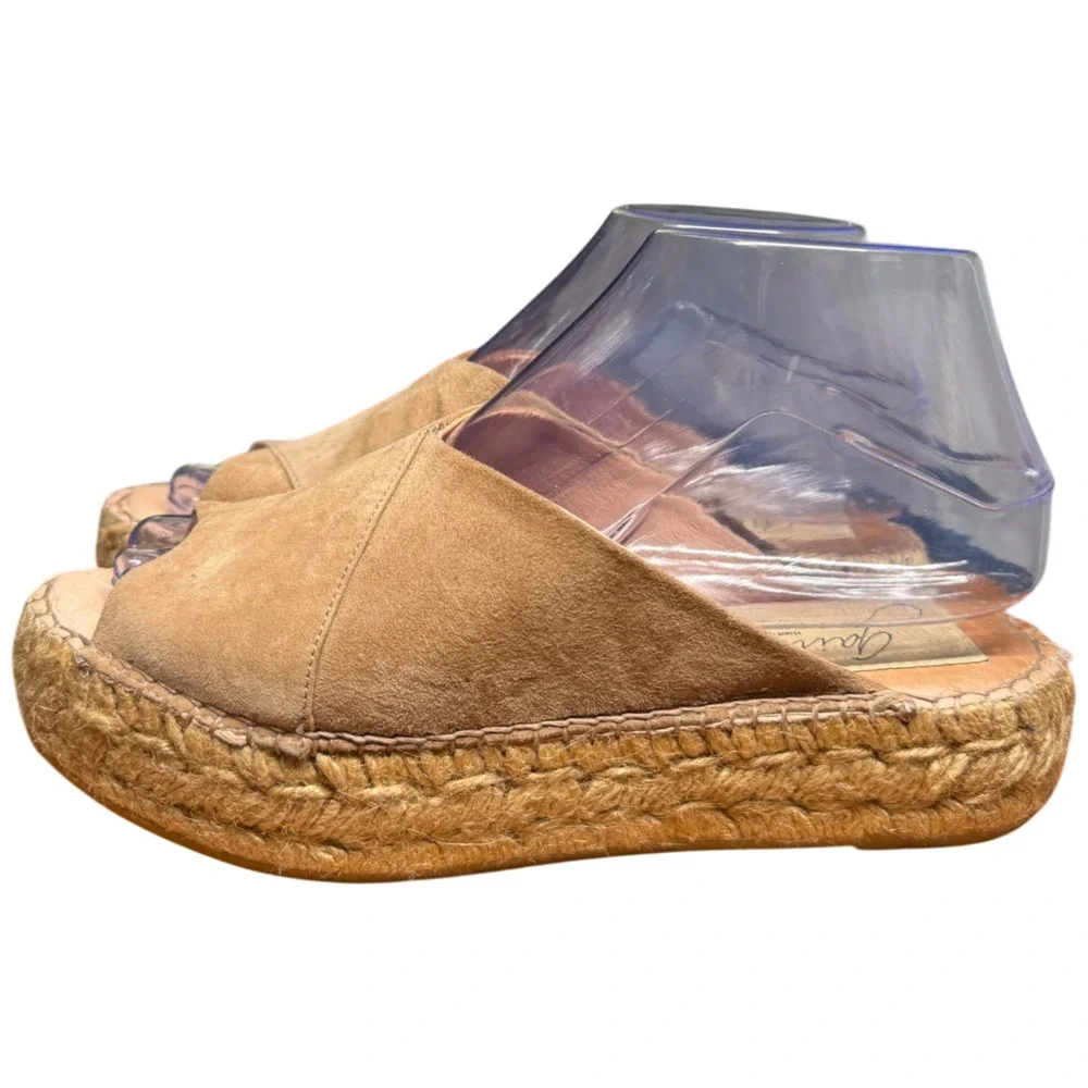 Gaimo Women's 6 Tan Suede Espadrilles Open Toe Wedge Low Platform